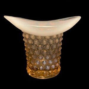 Vintage Duncan Miller Hobnail Pink Opalescent Glass Hat